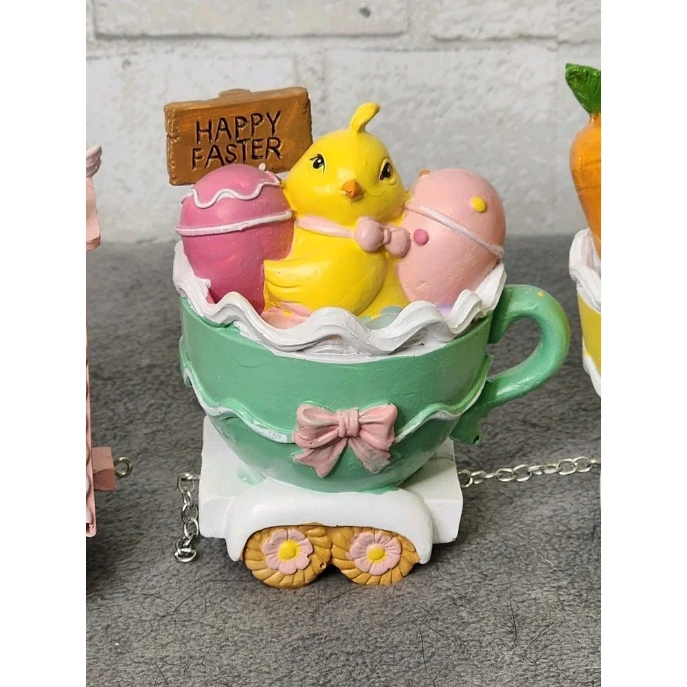 Easter Pastel Sugar Cookie Bow Teacups Train 4 pc Bunny Chick Lamb 16